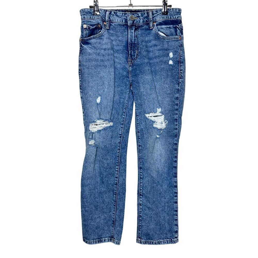 Gap Universal Slim Boyfriend Distressed Denim Blue Jeans Womens Size 2 or 26